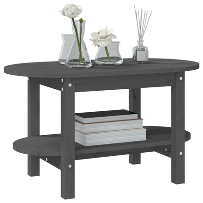 Mesa De Centro De Madera Maciza De Pino Gris 80x45x45 Cm_2