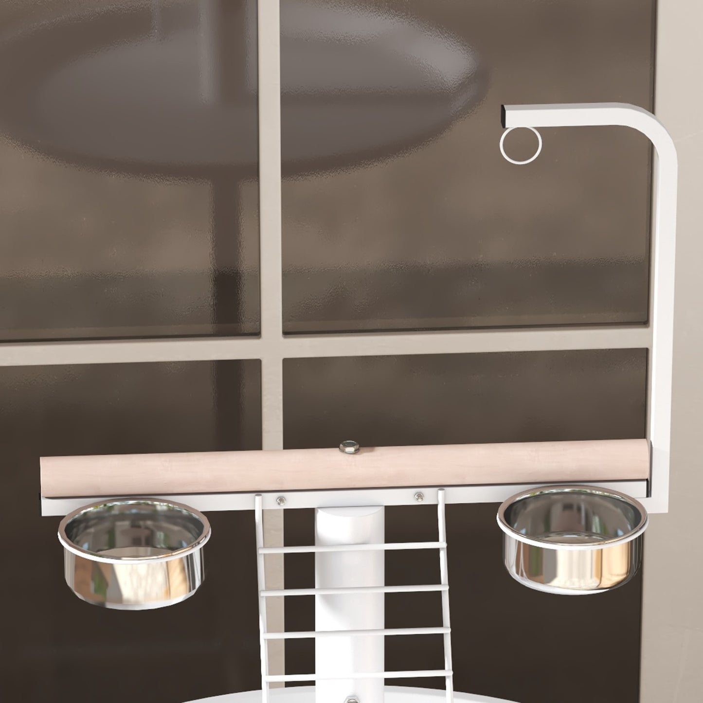 Pawhut Comedero De Pájaros Para Exterior Con Ruedas Ø60x138 Cm Blanco_4