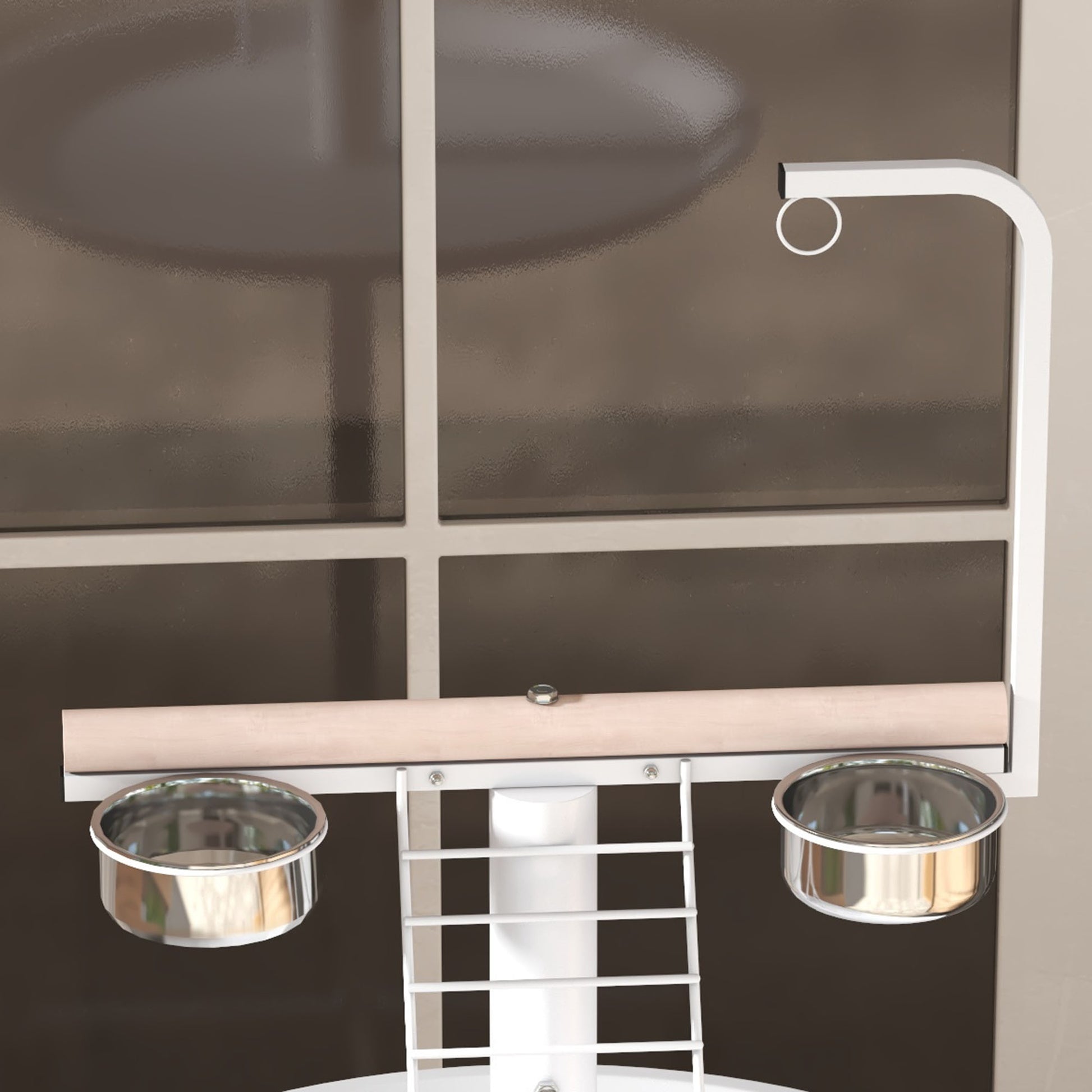 Pawhut Comedero De Pájaros Para Exterior Con Ruedas Ø60x138 Cm Blanco_4
