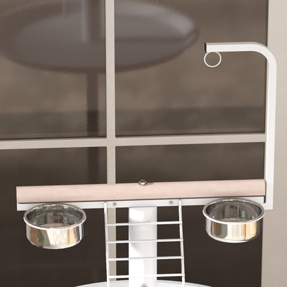Pawhut Comedero De Pájaros Para Exterior Con Ruedas Ø60x138 Cm Blanco_4