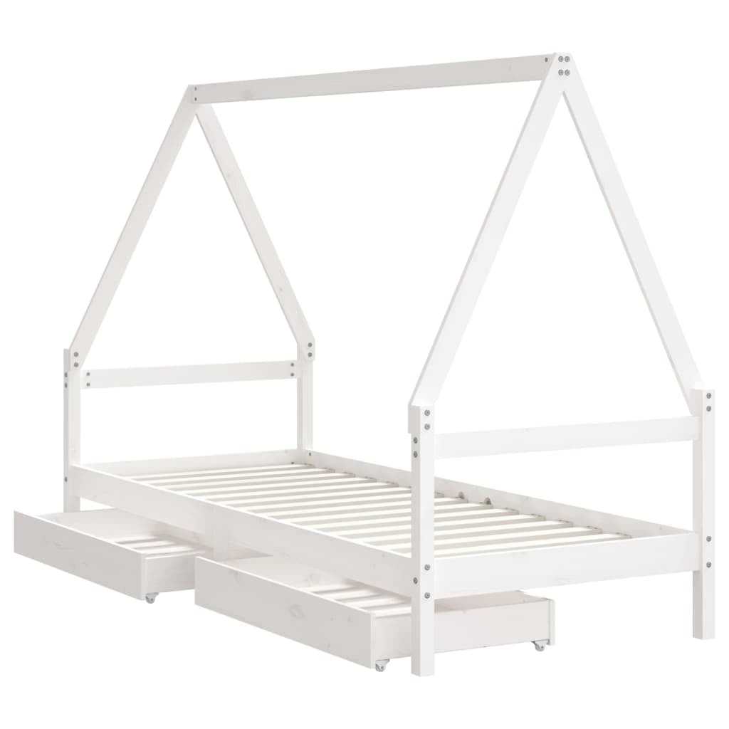 Vidaxl Estructura Cama Niños Con Cajones Madera Pino Blanco 80x200 Cm_3