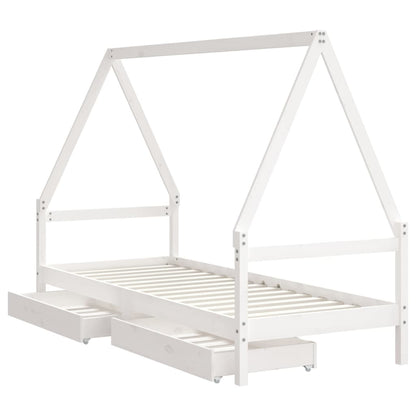 Vidaxl Estructura Cama Niños Con Cajones Madera Pino Blanco 80x200 Cm_3