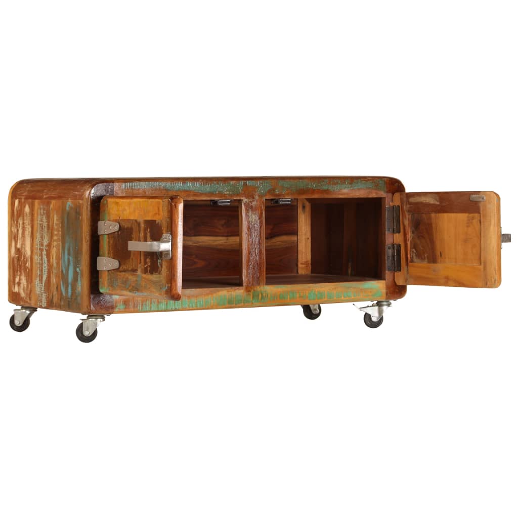Mesa De Centro Madera Maciza Reciclada 85x55x40 Cm_2