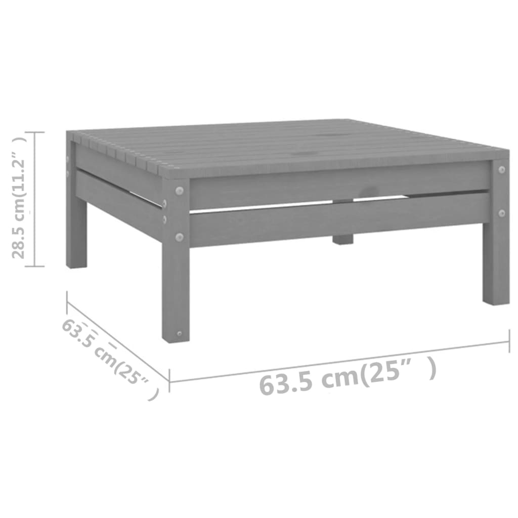 Juego De Muebles De Jardín 7 Piezas Madera Maciza De Pino Gris / Vetonek_3