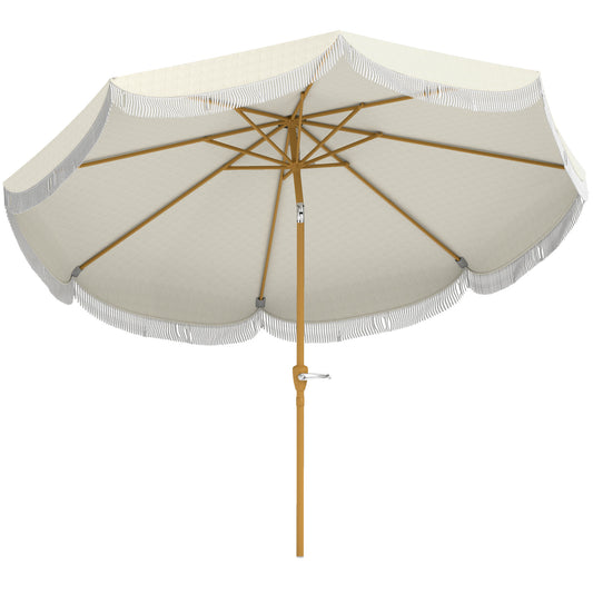 Outsunny Sombrilla Terraza Exterior Ø269 Cm Con Ángulo Ajustable Beige_0