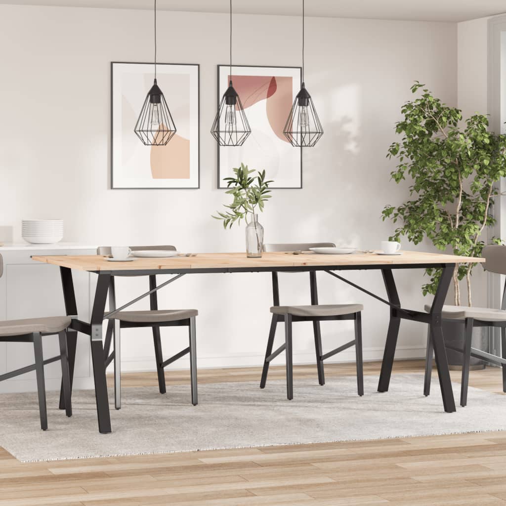 Mesa De Comedor Marco Y Madera Maciza Pino Y Acero 200x100x75cm_1