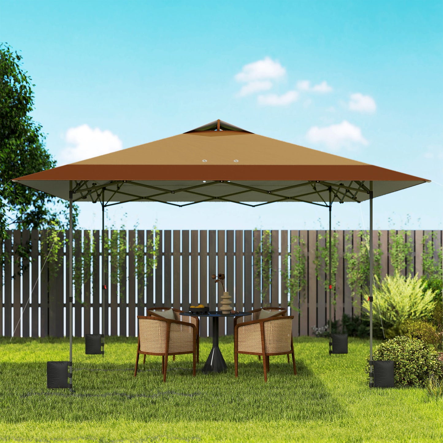 Outsunny Carpa Plegable 4x4 M Con Bloqueo Central Y Altura Ajustable Beige_4