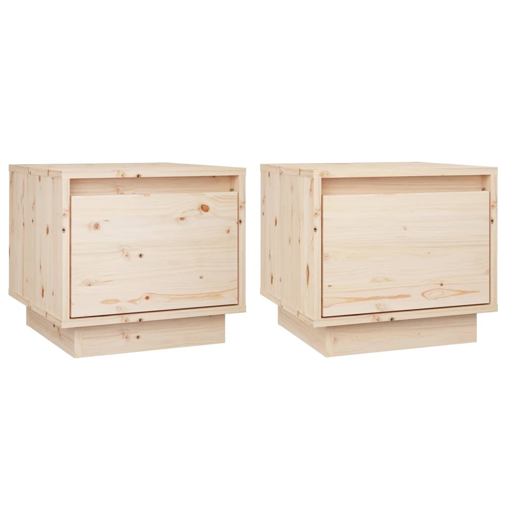 Mesitas De Noche 2 Uds Madera Maciza De Pino 35x34x32 Cm_0