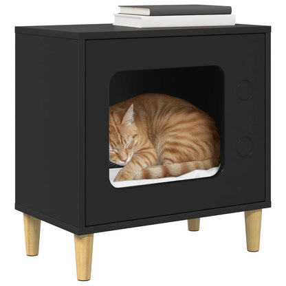 Casa Para Gatos Negro 51 X 30 X 52 Cm Madera De Ingeniería_2