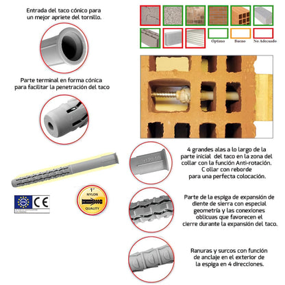Taco Wolfpack Con Tirafondo Torx Mu-xl  8 X  80 Mm. (caja De 50 Piezas)