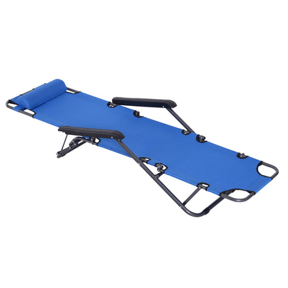 Outsunny Tumbona Reclinable Y Plegable Con Respaldo Ajustable 135x60x89 Cm Azul_3