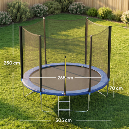 Sportnow Cama Elástica De Exterior Ø305x250 Cm Con Red De Seguridad Azul_2