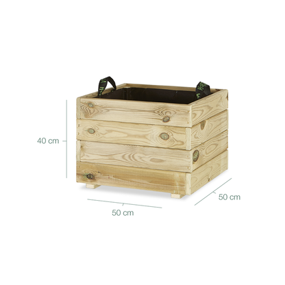 Jardinera Cuadrada De Madera Tratada 50x50x40 Cm Pun Hortalia_4