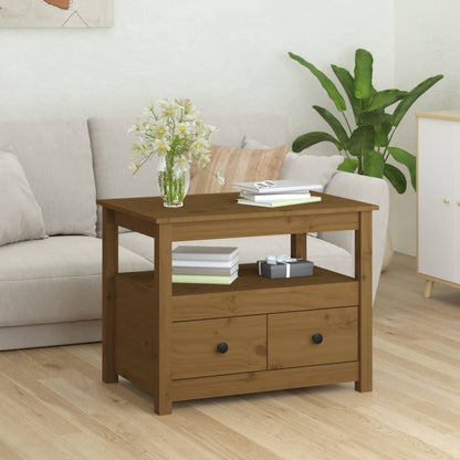 Mesa De Centro De Madera Maciza De Pino Marrón Miel 71x49x55 Cm_1