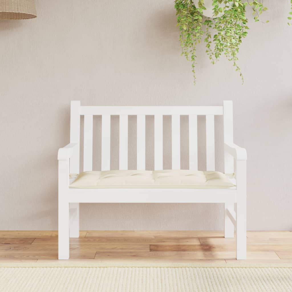 Vidaxl Cojín De Banco De Jardín Tela Oxford Blanco Crema 100x50x7 Cm_1