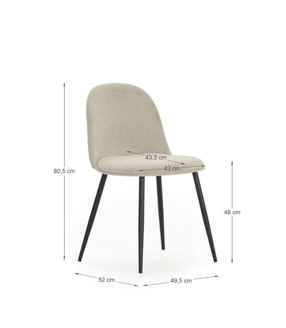 Pack De 4 Sillas Para Cocina O Comedor Dalila Tapizado Textil Beige, 48/80cm(alto) 49.5cm(_4