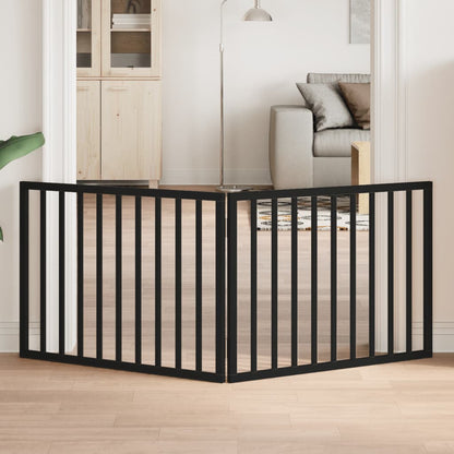 Vidaxl Puerta Para Perros Plegable De 2 Paneles, Color Negro, 160 Cm, Madera De Álamo_1