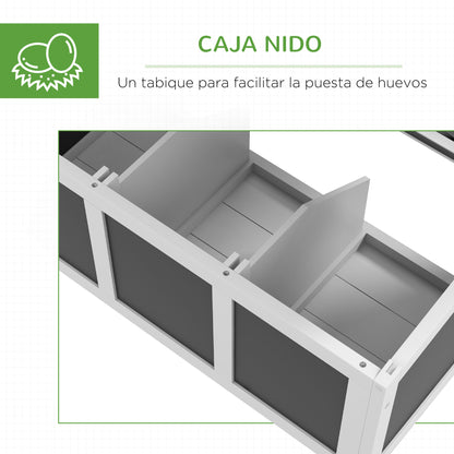Pawhut Gallinero De Madera 147x93,5x89,5 Cm Con Bandeja Extraíble Gris Oscuro_5