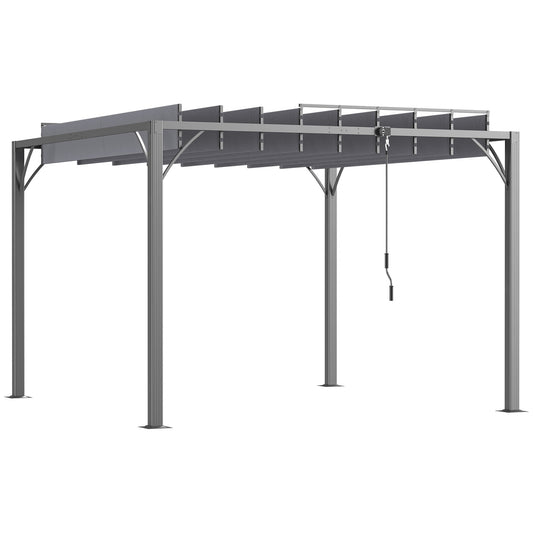 Outsunny Pérgola 3x3 M Con Diseño De Lamas Superior Giratorio Hasta 135° Gris_0