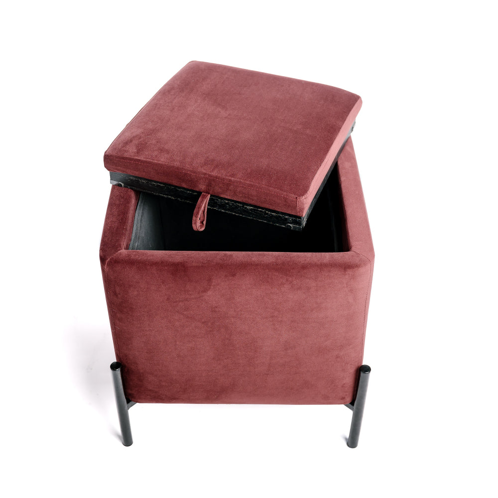 Sofá Final, Puf Taburete Cofre De Almacenamiento, Reposapiés, Convertible A Burdeos Bodega Mesa Auxiliar 43x43x45cm- Muebles De Sala_4