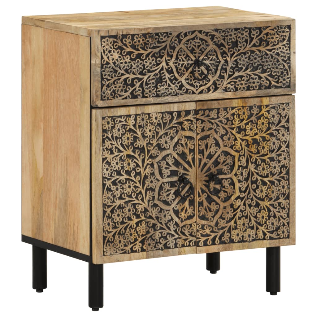 Mesita De Noche Madera Maciza De Mango 50x33x60 Cm_0