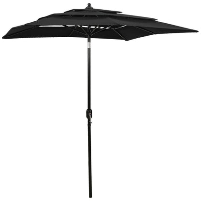 Vidaxl Sombrilla Jardín 3 Niveles Con Palo De Aluminio Negro 2,5x2,5 M_0