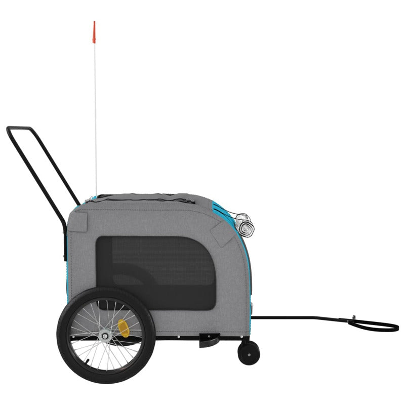 Vidaxl Remolque De Bicicleta Mascotas Hierro Tela Oxford Azul Gris_5