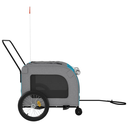 Vidaxl Remolque De Bicicleta Mascotas Hierro Tela Oxford Azul Gris_5