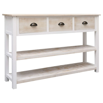 Aparador De Madera Color Natural Y Blanco 115x30x76 Cm_0