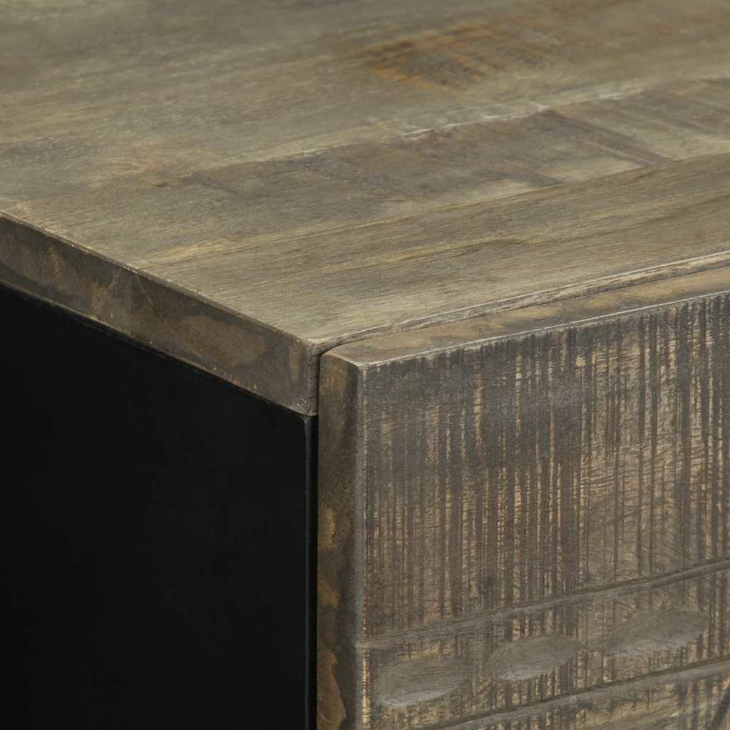 Mesita De Noche Madera Maciza De Mango Gris Claro 50x33x60 Cm_4