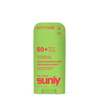 Mineral sunscreen Stick Face & Body Kids SPF 50 watermelon coco Attitude Sunly 60 g