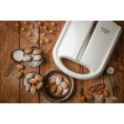Hornillo Eléctrico Para 24 Galletas En Forma De Nuez, Placas Antiadherentes, Pastas Rellenas Adler Ad3039 Blanco