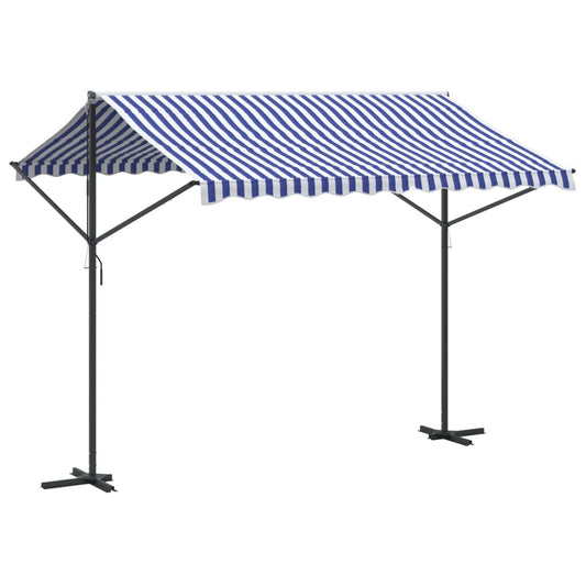Vidaxl Toldo De Pie Tela Y Acero Azul Y Blanco 300x300 Cm_0