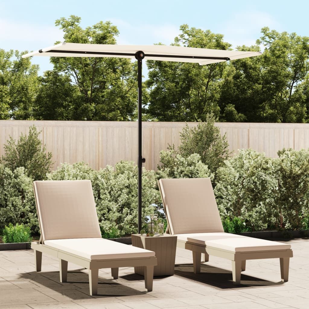 Vidaxl Sombrilla De Jardín Con Palo De Aluminio Blanco Arena 180x110cm_1