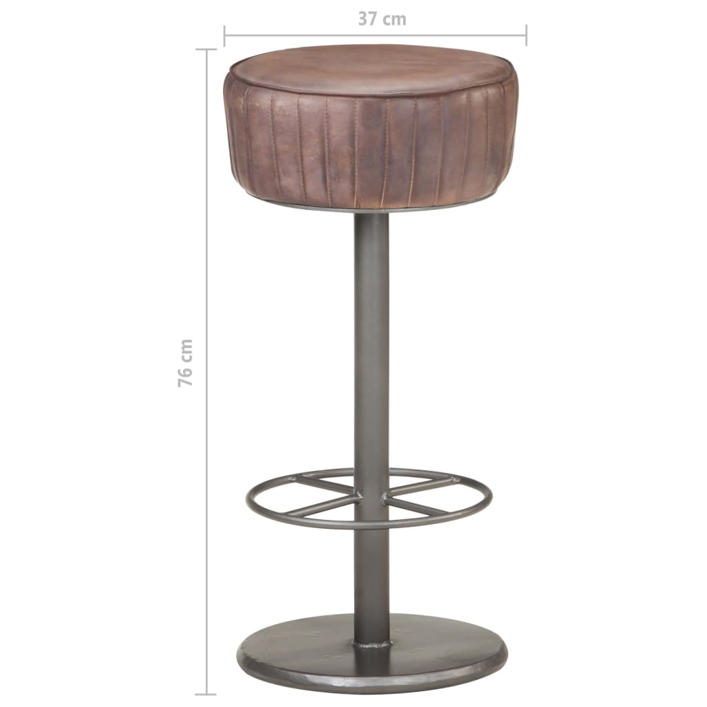 Taburete De Cocina De Cuero Auténtico Marrón Envejecido_3