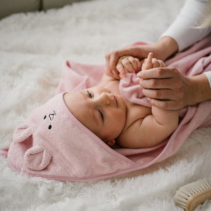 Capa De Baño Bamboo Xl Para Bebés Conejito Rosa_2