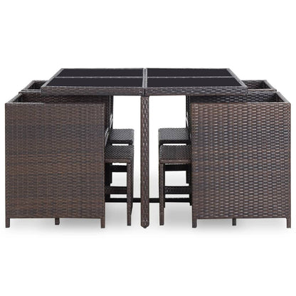 Vidaxl Set Comedor De Jardín 9 Piezas Y Cojines Ratán Sintético Marrón_3