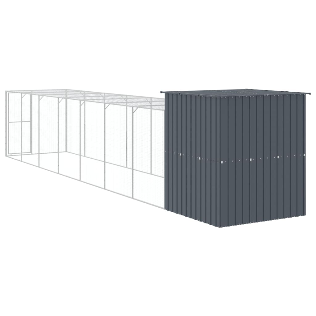 Vidaxl Gallinero Con Corral Acero Galvanizado Gris 165x863x181 Cm_4