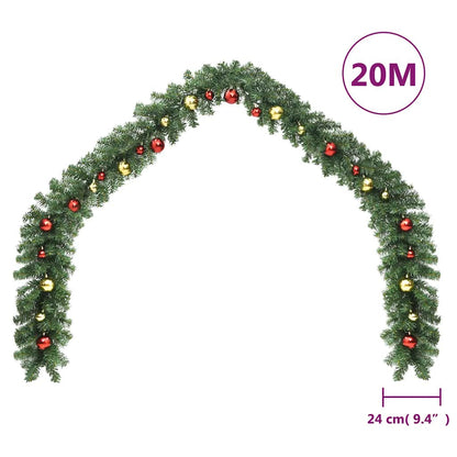 Vidaxl Guirnalda De Navidad Decorada Con Bolas Y Luces Led 20 M_2