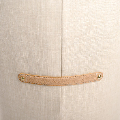 Grand Pouf, Bout De Canapé Taburete Salón Tela Beige Mango Efecto Cuero Escandinavo 40x40x50cm- Muebles De Salón_2