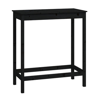 Mesa Alta De Bar Madera Maciza De Pino Negro 100x50x110 Cm_0
