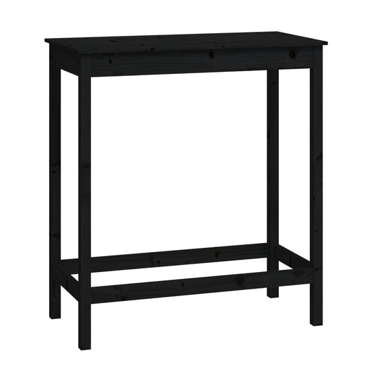 Mesa Alta De Bar Madera Maciza De Pino Negro 100x50x110 Cm_0