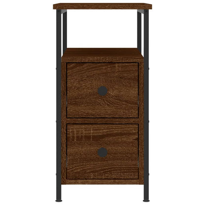 Mesita De Noche Madera De Ingeniería Marrón Roble 30x60x60 Cm_3