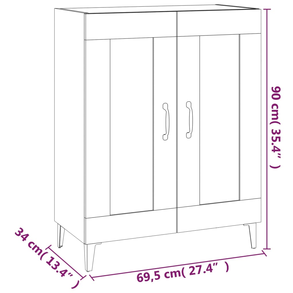 Aparador De Madera Contrachapada Color Roble 69,5x34x90 Cm / Vetonek_5