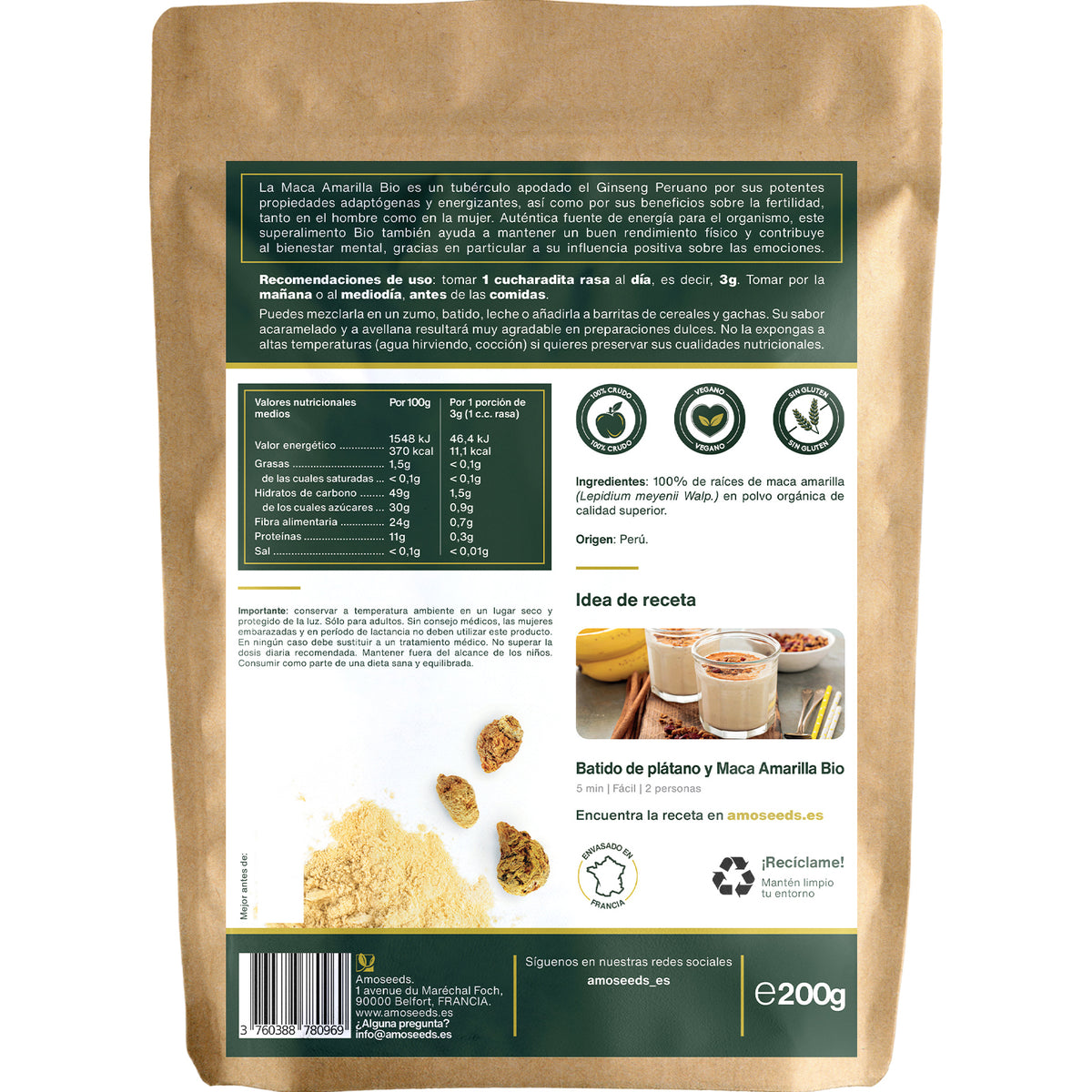 Maca Amarilla En Polvo Bio 200g_4