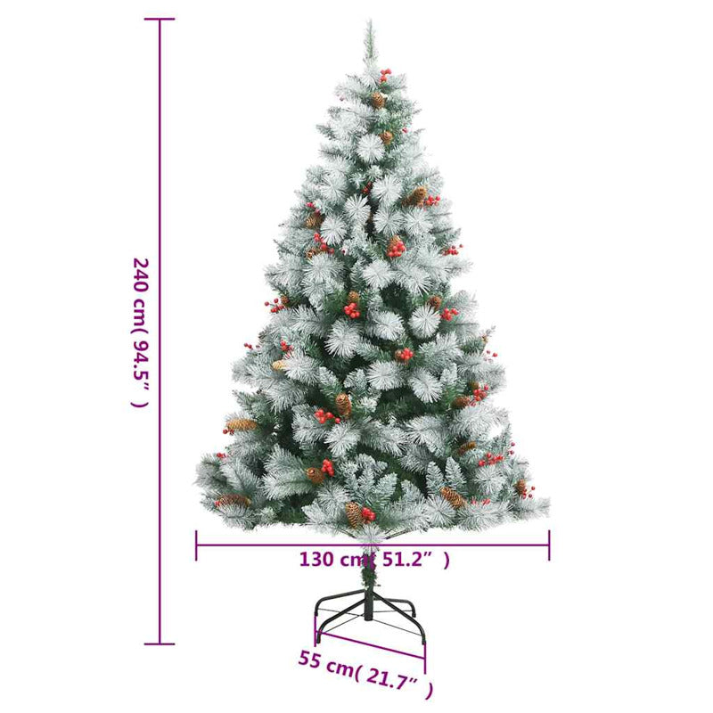Vidaxl Árbol De Navidad Artificial Con Bisagras 300 Led Y Bolas 240 Cm_2