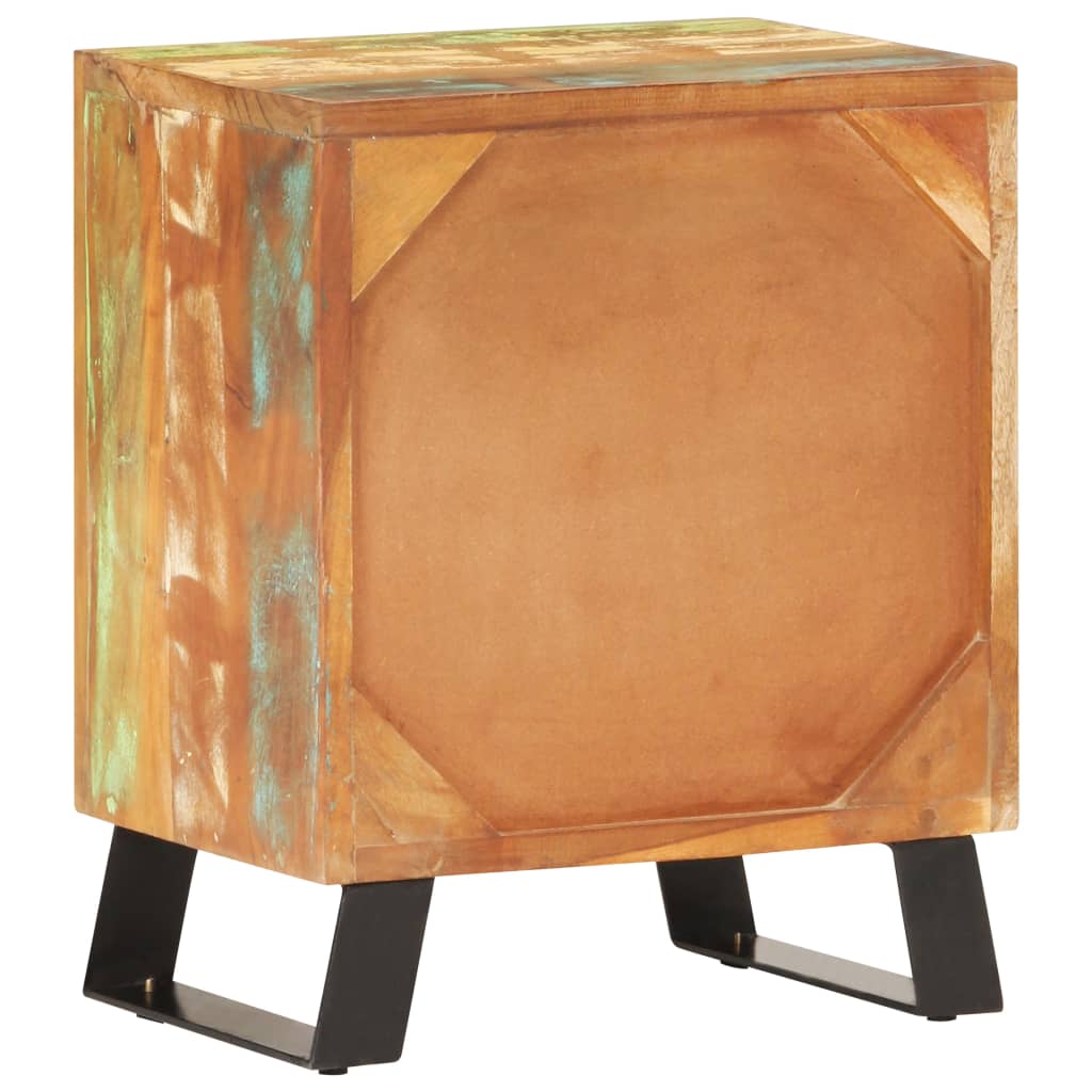Mesita De Noche De Madera Maciza Reciclada 40x30x50 Cm_3