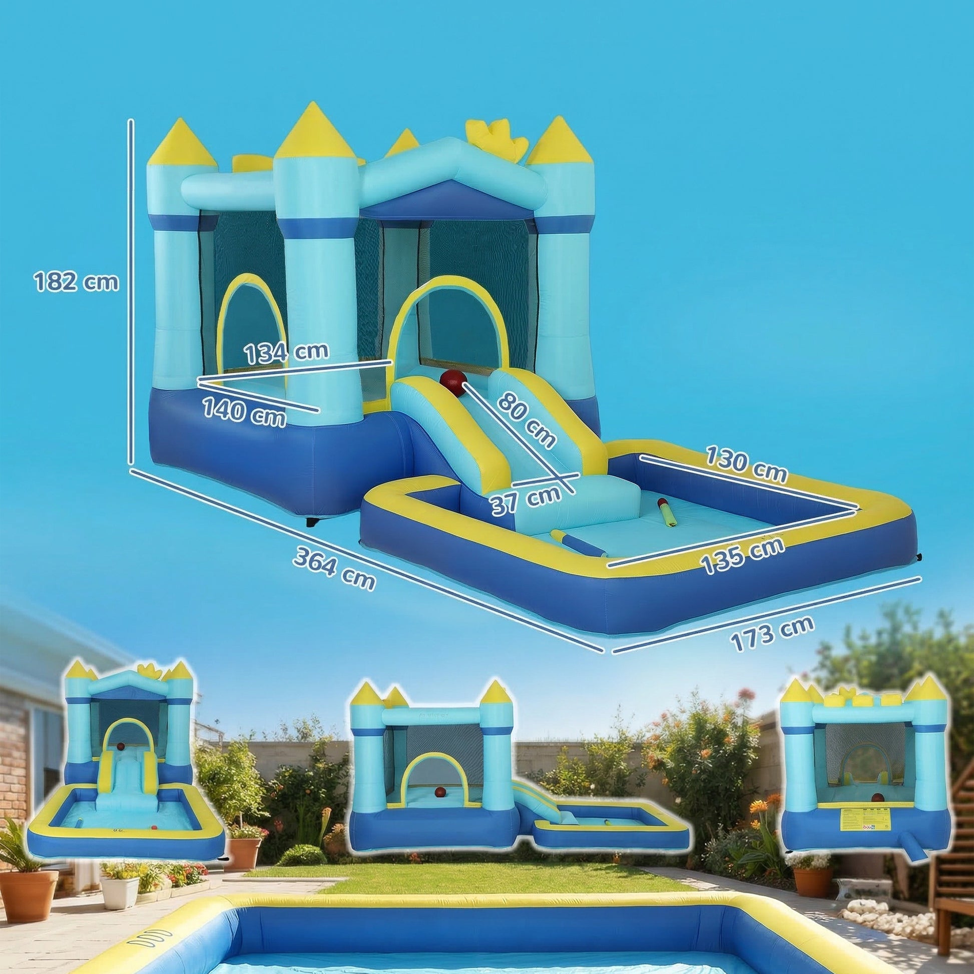 Aiyaplay Castillo Hinchable Para Niños Con Soplador Tobogán Cama Elástica Azul_2