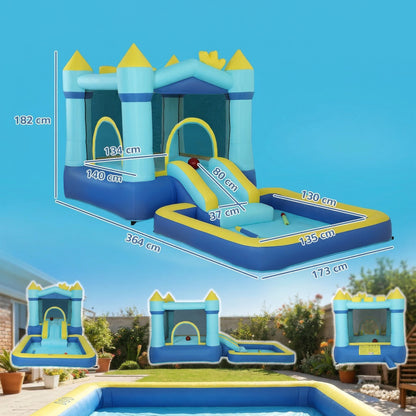 Aiyaplay Castillo Hinchable Para Niños Con Soplador Tobogán Cama Elástica Azul_2
