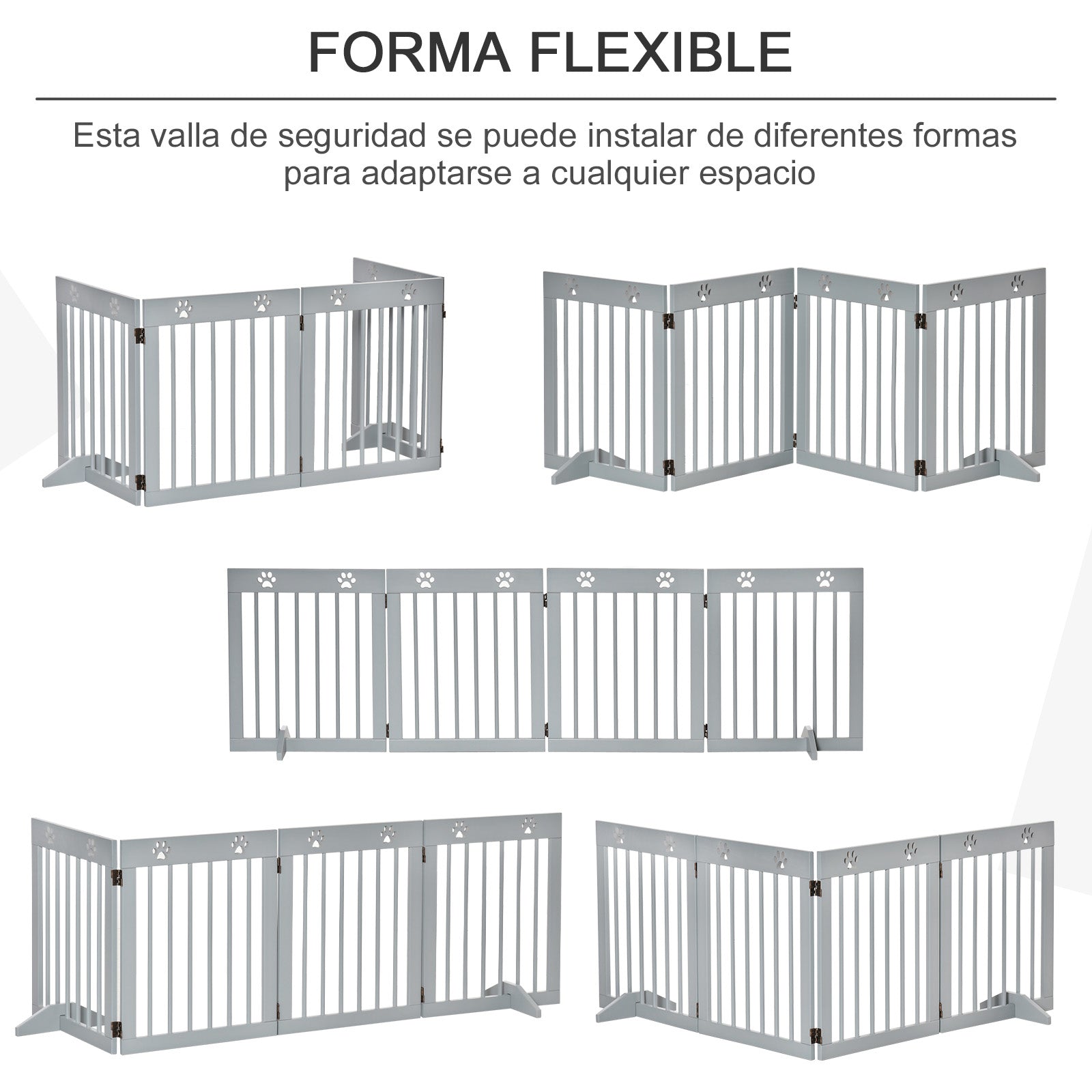 Pawhut Barrera Para Perros Plegable De 4 Paneles 204x30x61 Cm Gris Claro_5